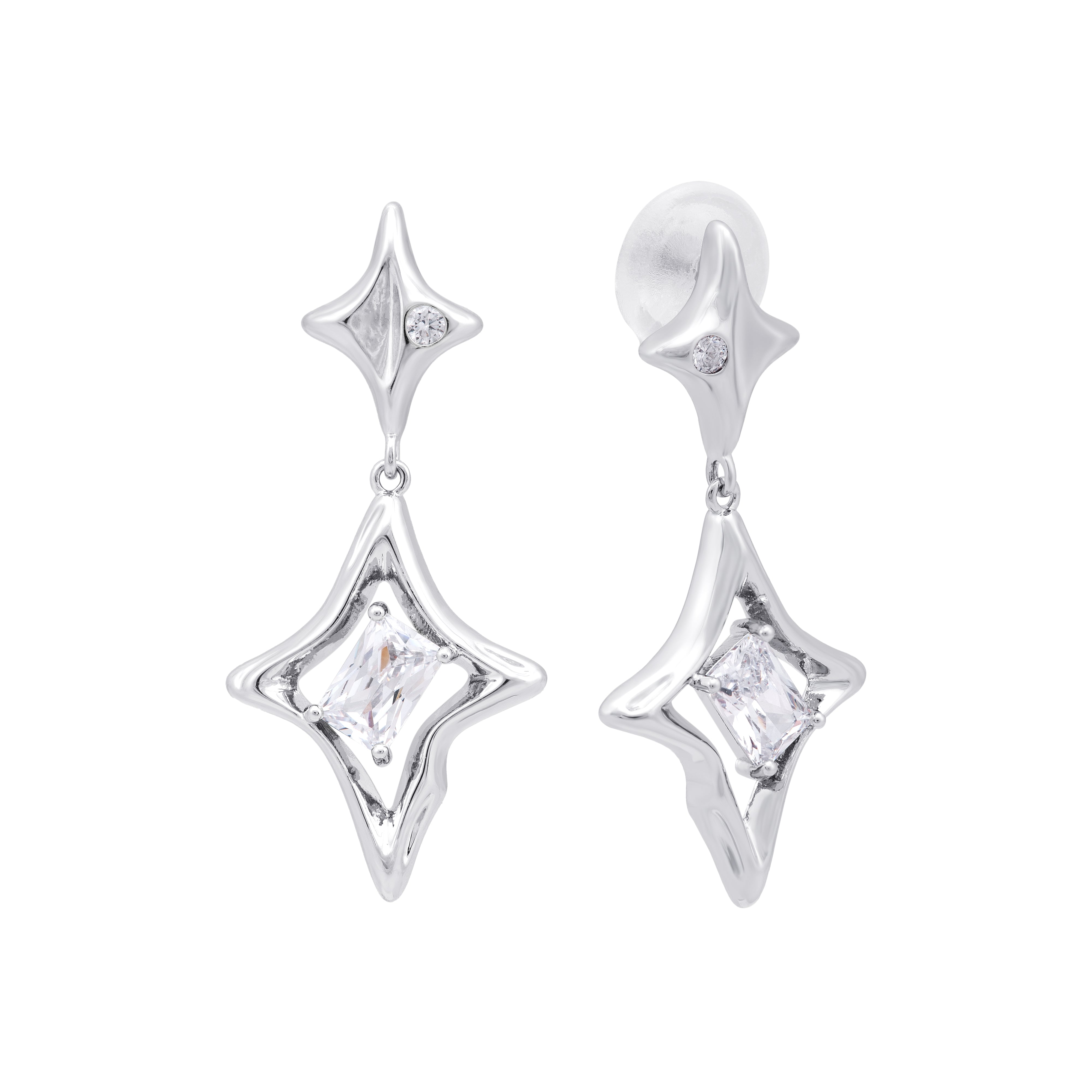 Silver Crystal Star Drop