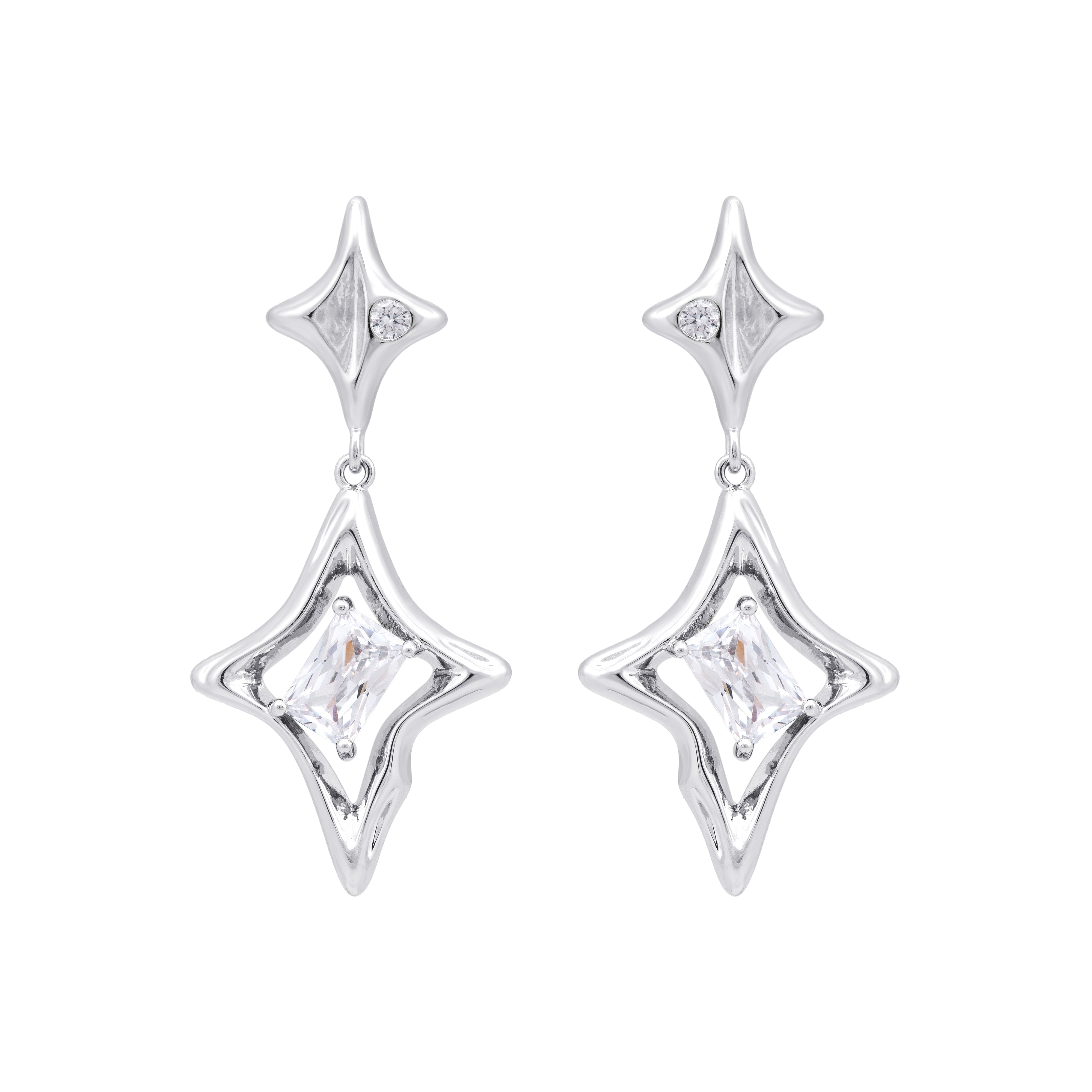 Silver Crystal Star Drop