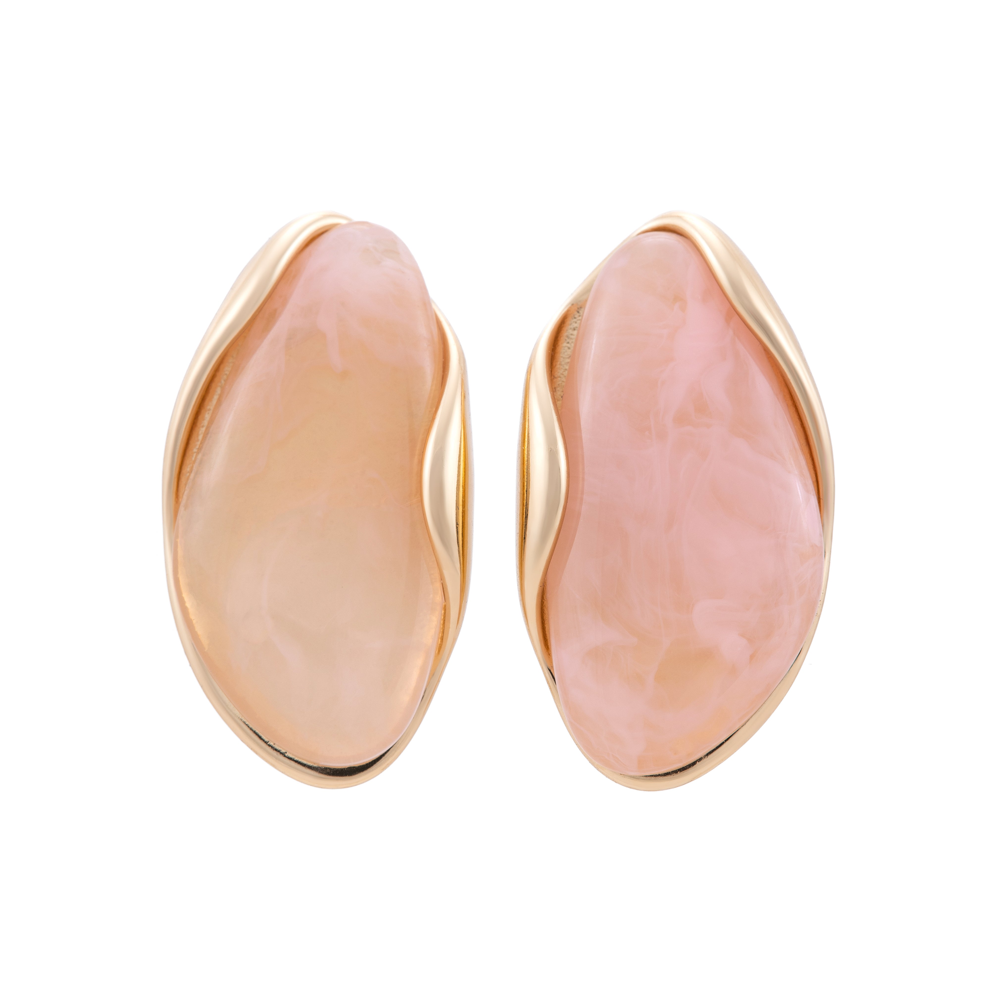 Pink Marble Oval Stud