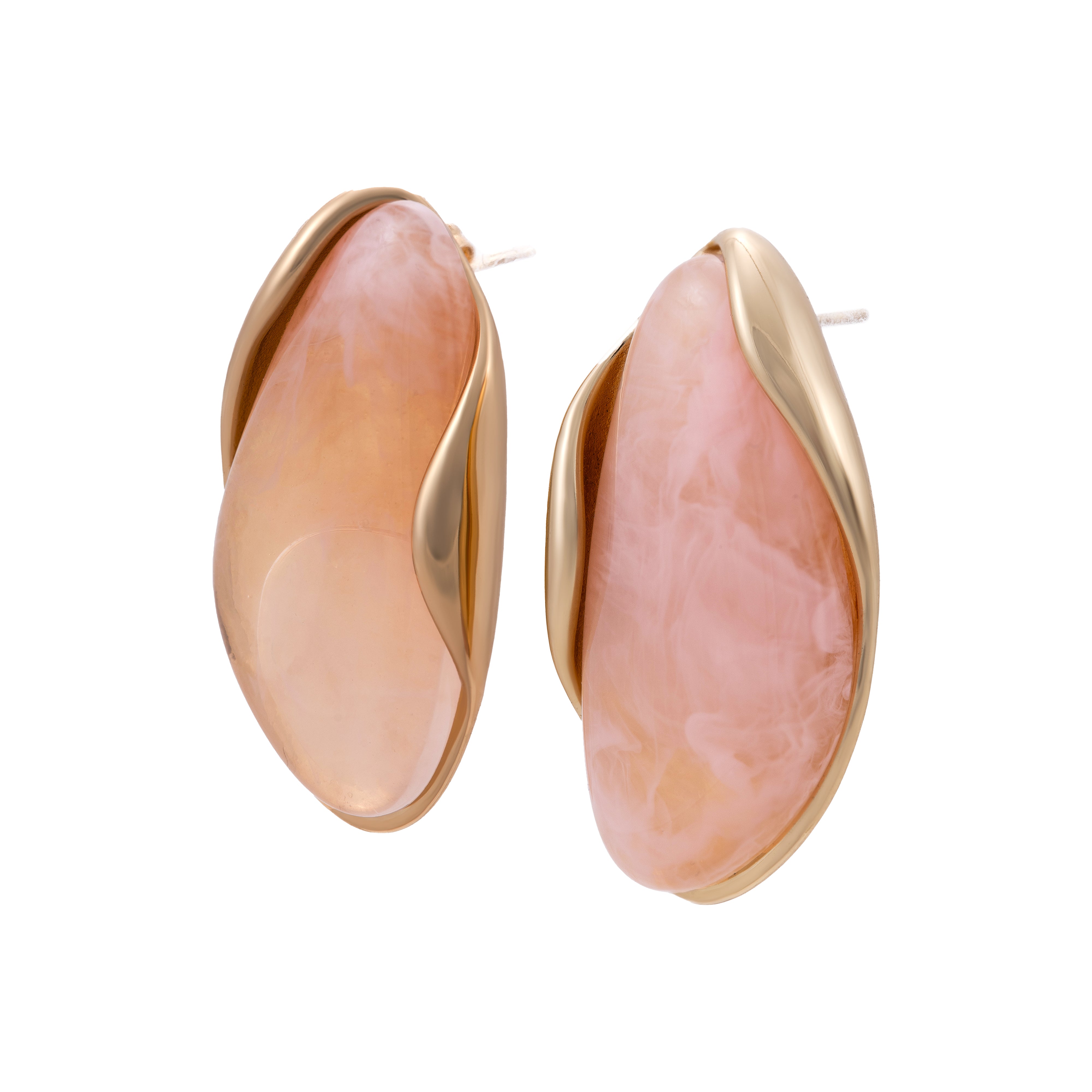 Pink Marble Oval Stud